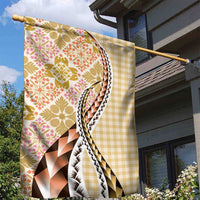 Aloha Vintage Palaka Floral Hawaiian Quilt Garden Flag Melemele Motif - Polynesian Pride