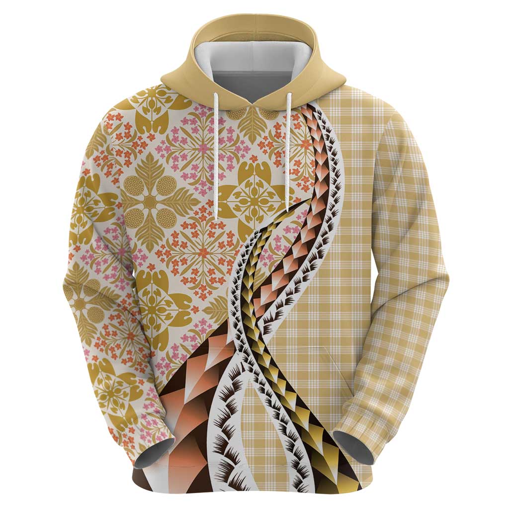 Aloha Vintage Palaka Floral Hawaiian Quilt Hoodie Melemele Motif - Polynesian Pride