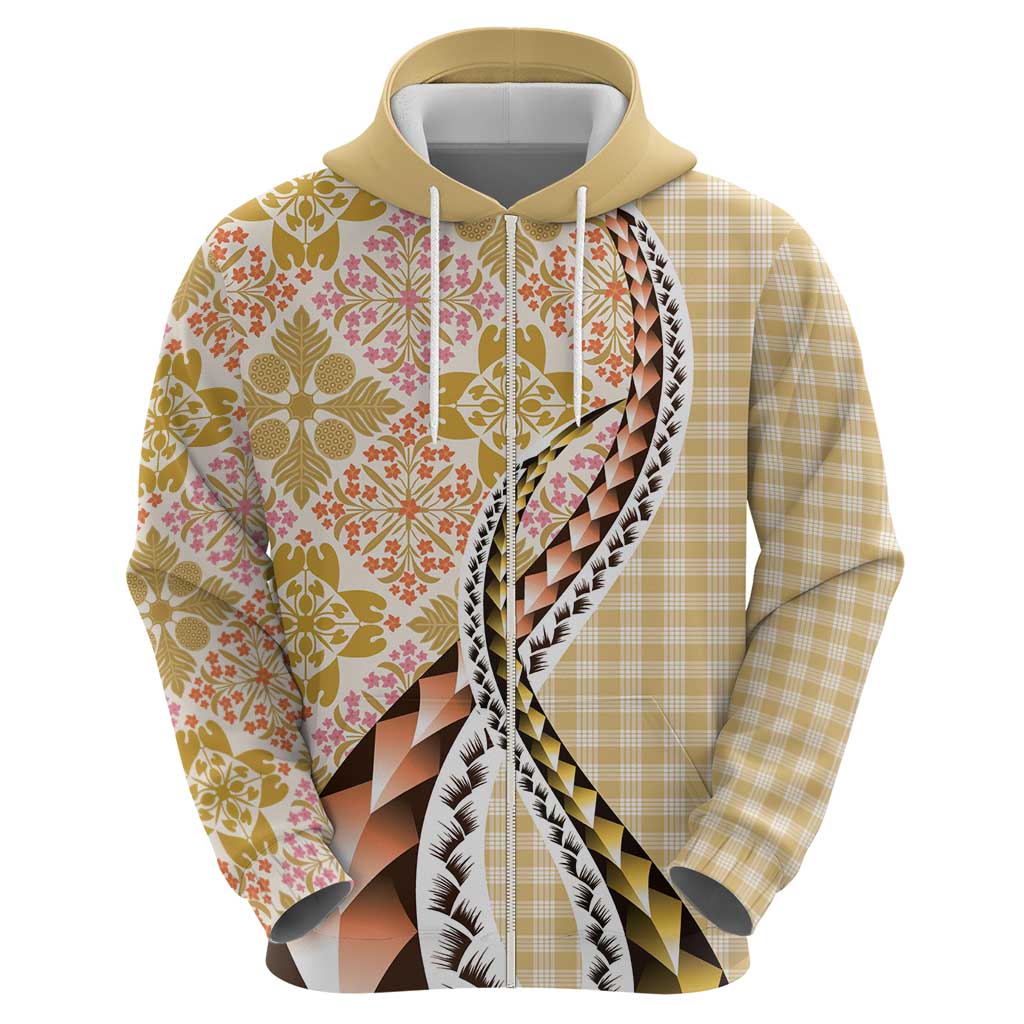 Aloha Vintage Palaka Floral Hawaiian Quilt Hoodie Melemele Motif - Polynesian Pride