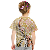 Aloha Vintage Palaka Floral Hawaiian Quilt Kid T Shirt Melemele Motif - Polynesian Pride