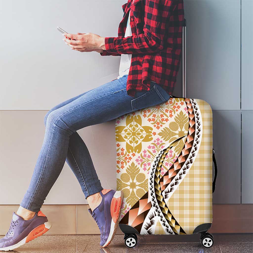 Aloha Vintage Palaka Floral Hawaiian Quilt Luggage Cover Melemele Motif - Polynesian Pride