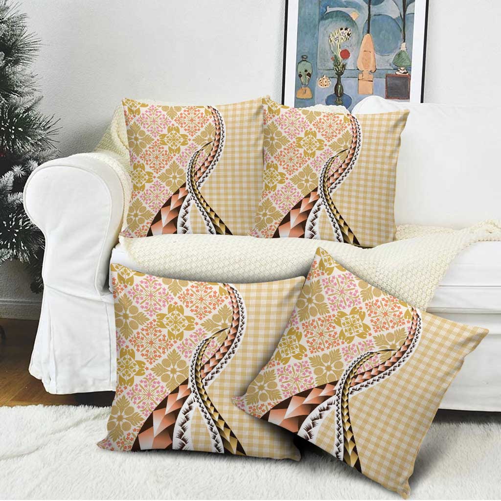 Aloha Vintage Palaka Floral Hawaiian Quilt Pillow Cover Melemele Motif - Polynesian Pride