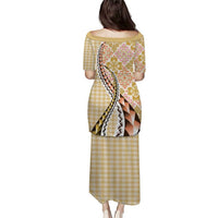 Aloha Vintage Palaka Floral Hawaiian Quilt Puletasi Melemele Motif - Polynesian Pride