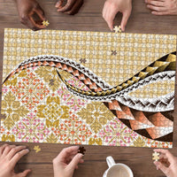 Aloha Vintage Palaka Floral Hawaiian Quilt Puzzle Melemele Motif - Polynesian Pride