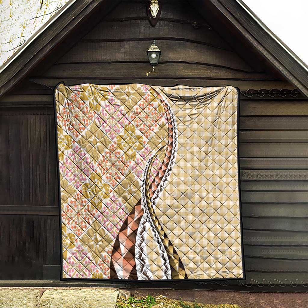 Aloha Vintage Palaka Floral Hawaiian Quilt Quilt Melemele Motif - Polynesian Pride