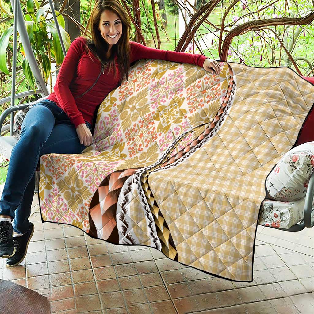 Aloha Vintage Palaka Floral Hawaiian Quilt Quilt Melemele Motif - Polynesian Pride
