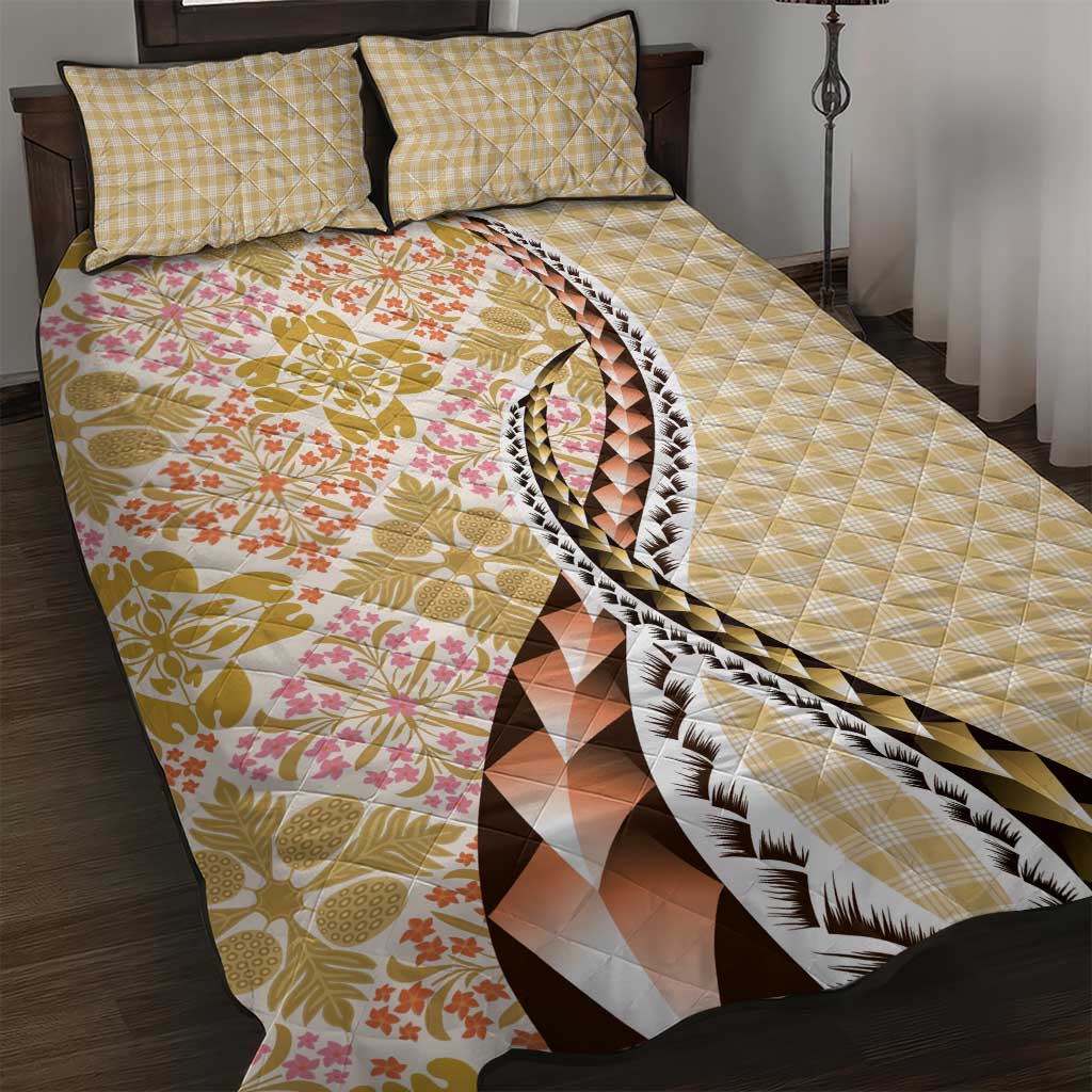 Aloha Vintage Palaka Floral Hawaiian Quilt Quilt Bed Set Melemele Motif - Polynesian Pride