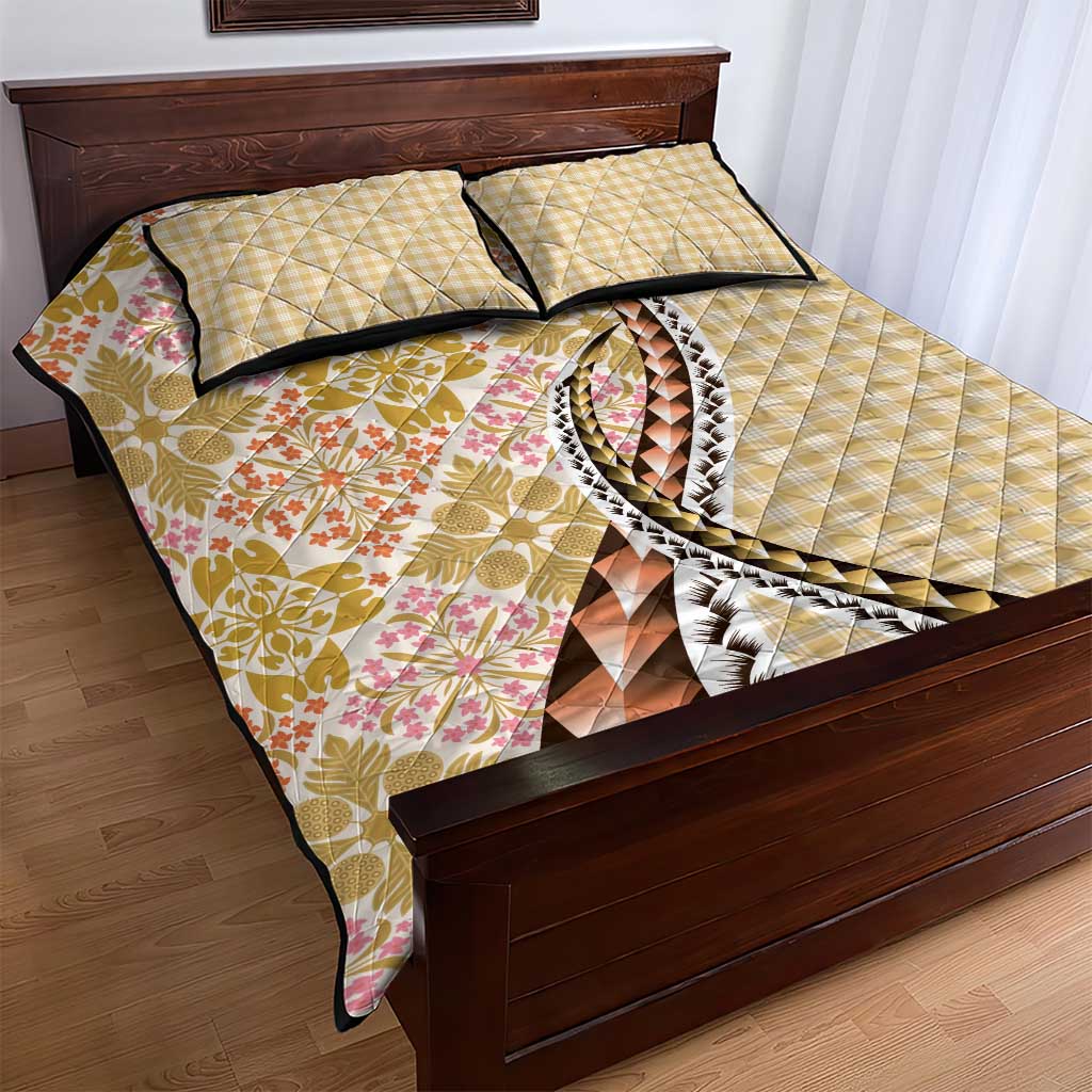Aloha Vintage Palaka Floral Hawaiian Quilt Quilt Bed Set Melemele Motif - Polynesian Pride