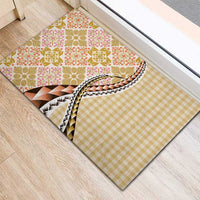 Aloha Vintage Palaka Floral Hawaiian Quilt Rubber Doormat Melemele Motif - Polynesian Pride