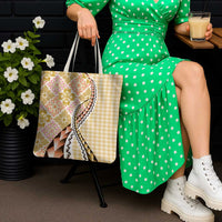 Aloha Vintage Palaka Floral Hawaiian Quilt Tote Bag Melemele Motif - Polynesian Pride