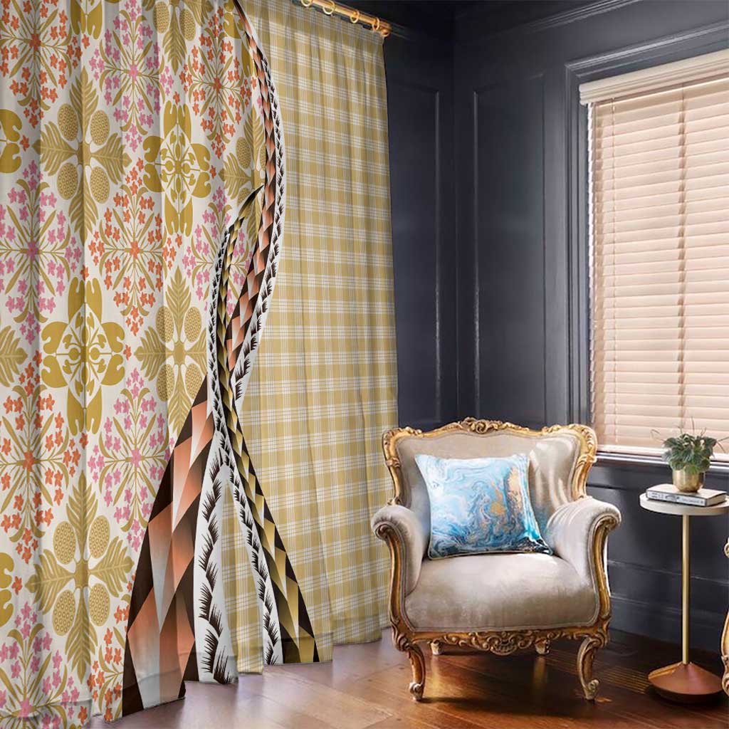 Aloha Vintage Palaka Floral Hawaiian Quilt Window Curtain Melemele Motif - Polynesian Pride