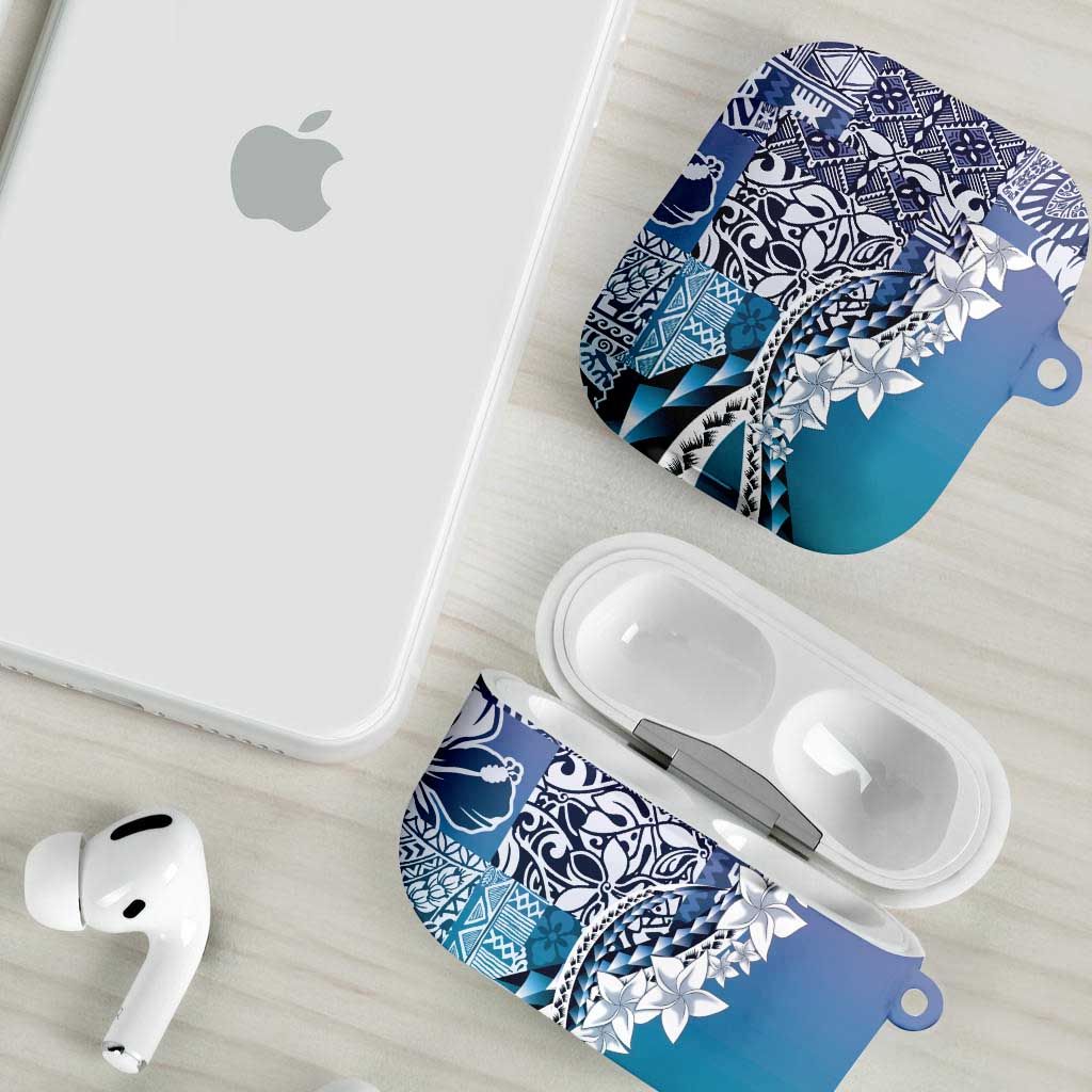 Aloha Vintage Plumeria Hawaiian Tapa Pattern AirPods Case Blue Hawaiian Tapa Pattern - Polynesian Pride