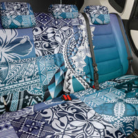 Aloha Vintage Plumeria Hawaiian Tapa Pattern Back Car Seat Cover Blue Hawaiian Tapa Pattern - Polynesian Pride