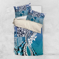 Aloha Vintage Plumeria Hawaiian Tapa Pattern Bedding Set Blue Hawaiian Tapa Pattern - Polynesian Pride
