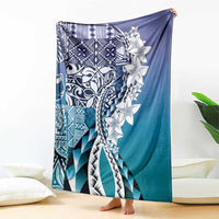Aloha Vintage Plumeria Hawaiian Tapa Pattern Blanket Blue Hawaiian Tapa Pattern - Polynesian Pride