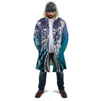 Aloha Vintage Plumeria Hawaiian Tapa Pattern Cloak Blue Hawaiian Tapa Pattern - Polynesian Pride