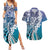 Aloha Vintage Plumeria Hawaiian Tapa Pattern Couples Matching Summer Maxi Dress and Hawaiian Shirt Blue Hawaiian Tapa Pattern - Polynesian Pride