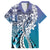 Aloha Vintage Plumeria Hawaiian Tapa Pattern Family Matching Long Sleeve Bodycon Dress and Hawaiian Shirt Blue Hawaiian Tapa Pattern - Polynesian Pride