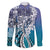 Aloha Vintage Plumeria Hawaiian Tapa Pattern Family Matching Long Sleeve Bodycon Dress and Hawaiian Shirt Blue Hawaiian Tapa Pattern - Polynesian Pride