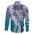 Aloha Vintage Plumeria Hawaiian Tapa Pattern Family Matching Long Sleeve Bodycon Dress and Hawaiian Shirt Blue Hawaiian Tapa Pattern - Polynesian Pride
