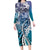 Aloha Vintage Plumeria Hawaiian Tapa Pattern Family Matching Long Sleeve Bodycon Dress and Hawaiian Shirt Blue Hawaiian Tapa Pattern - Polynesian Pride