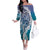 Aloha Vintage Plumeria Hawaiian Tapa Pattern Family Matching Off The Shoulder Long Sleeve Dress and Hawaiian Shirt Blue Hawaiian Tapa Pattern - Polynesian Pride