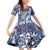 Aloha Vintage Plumeria Hawaiian Tapa Pattern Family Matching Off Shoulder Short Dress and Hawaiian Shirt Blue Hawaiian Tapa Pattern - Polynesian Pride