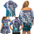 Aloha Vintage Plumeria Hawaiian Tapa Pattern Family Matching Off Shoulder Short Dress and Hawaiian Shirt Blue Hawaiian Tapa Pattern - Polynesian Pride