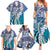 Aloha Vintage Plumeria Hawaiian Tapa Pattern Family Matching Summer Maxi Dress and Hawaiian Shirt Blue Hawaiian Tapa Pattern - Polynesian Pride