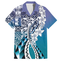 Aloha Vintage Plumeria Hawaiian Tapa Pattern Hawaiian Shirt Blue Hawaiian Tapa Pattern - Polynesian Pride