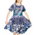 Aloha Vintage Plumeria Hawaiian Tapa Pattern Kid Short Sleeve Dress Blue Hawaiian Tapa Pattern - Polynesian Pride