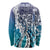 Aloha Vintage Plumeria Hawaiian Tapa Pattern Long Sleeve Shirt Blue Hawaiian Tapa Pattern - Polynesian Pride