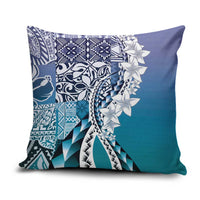 Aloha Vintage Plumeria Hawaiian Tapa Pattern Pillow Cover Blue Hawaiian Tapa Pattern - Polynesian Pride