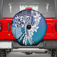 Aloha Vintage Plumeria Hawaiian Tapa Pattern Spare Tire Cover Blue Hawaiian Tapa Pattern - Polynesian Pride
