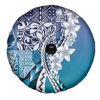 Aloha Vintage Plumeria Hawaiian Tapa Pattern Spare Tire Cover Blue Hawaiian Tapa Pattern - Polynesian Pride