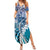 Aloha Vintage Plumeria Hawaiian Tapa Pattern Summer Maxi Dress Blue Hawaiian Tapa Pattern - Polynesian Pride