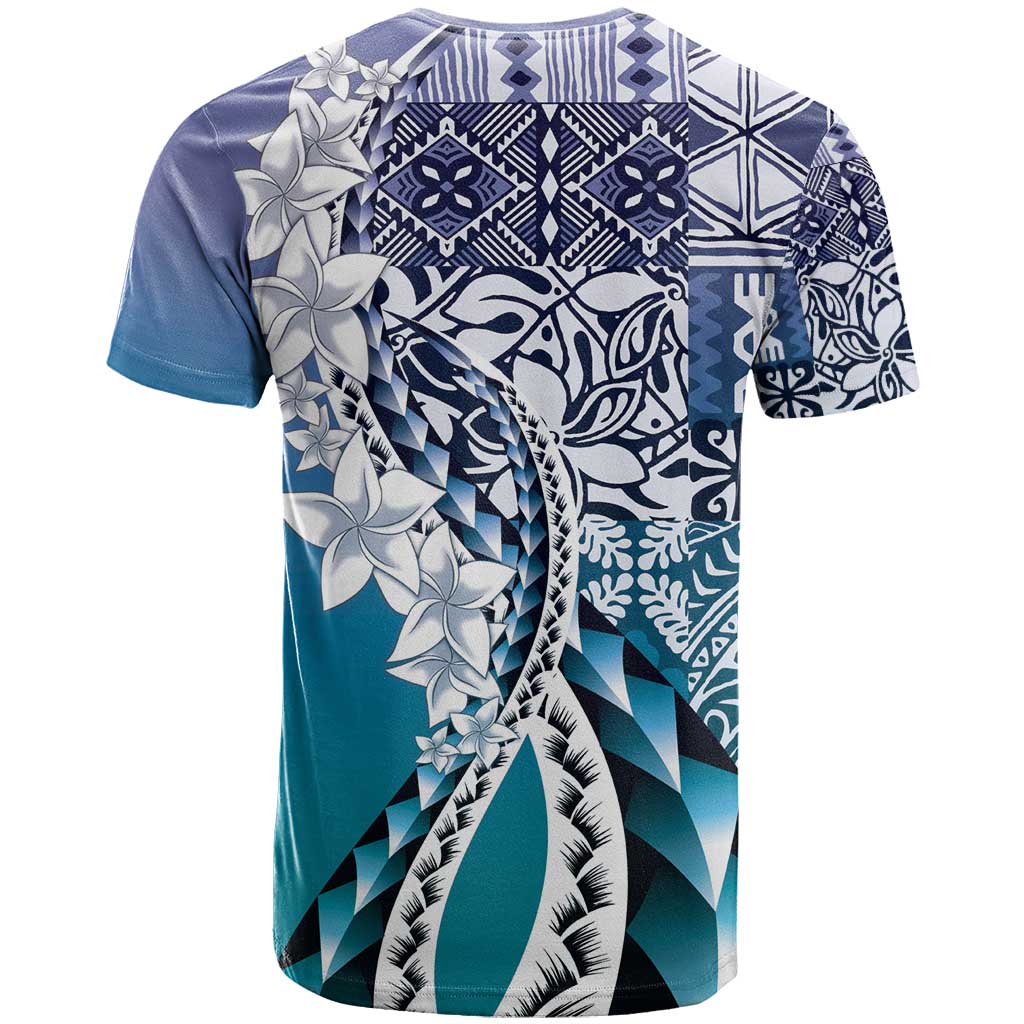 Aloha Vintage Plumeria Hawaiian Tapa Pattern T Shirt Blue Hawaiian Tapa Pattern - Polynesian Pride