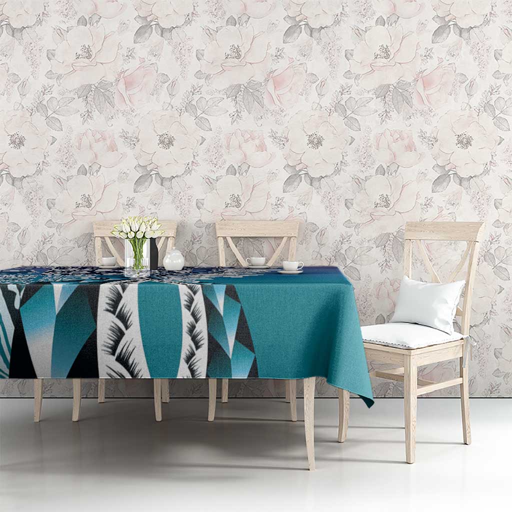 Aloha Vintage Plumeria Hawaiian Tapa Pattern Tablecloth Blue Hawaiian Tapa Pattern - Polynesian Pride