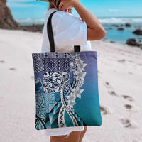 Aloha Vintage Plumeria Hawaiian Tapa Pattern Tote Bag Blue Hawaiian Tapa Pattern - Polynesian Pride