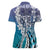 Aloha Vintage Plumeria Hawaiian Tapa Pattern Women Polo Shirt Blue Hawaiian Tapa Pattern - Polynesian Pride