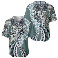 Aloha Vintage Plumeria Hawaiian Tapa Pattern Baseball Jersey Dark Turquoise Hawaiian Tapa Pattern - Polynesian Pride