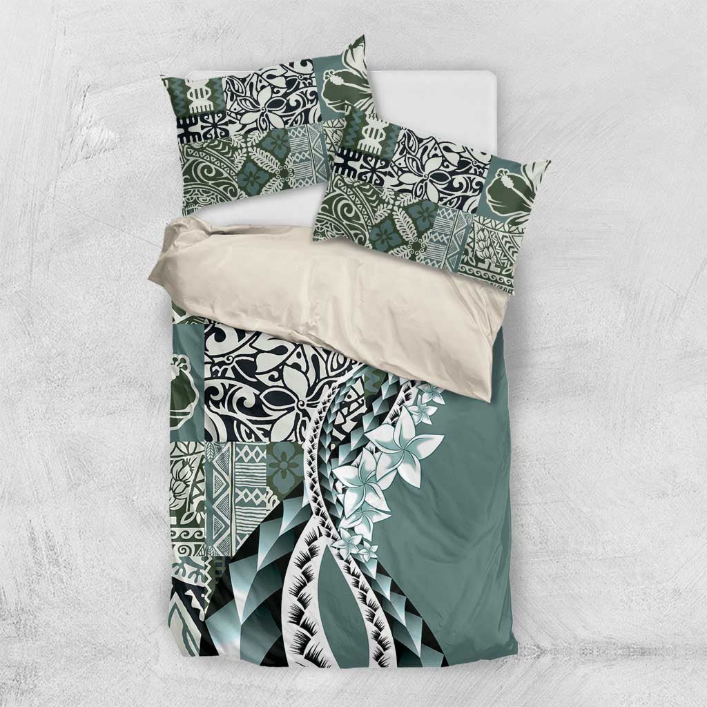Aloha Vintage Plumeria Hawaiian Tapa Pattern Bedding Set Dark Turquoise Hawaiian Tapa Pattern - Polynesian Pride
