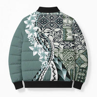 Aloha Vintage Plumeria Hawaiian Tapa Pattern Bomber Puffer Jacket Dark Turquoise Hawaiian Tapa Pattern - Polynesian Pride
