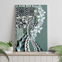 Aloha Vintage Plumeria Hawaiian Tapa Pattern Canvas Wall Art Dark Turquoise Hawaiian Tapa Pattern - Polynesian Pride