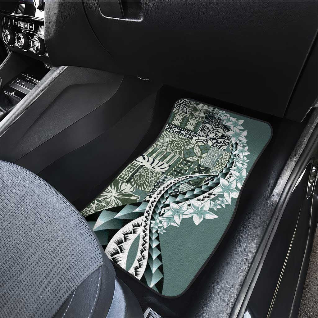 Aloha Vintage Plumeria Hawaiian Tapa Pattern Car Mats Dark Turquoise Hawaiian Tapa Pattern - Polynesian Pride