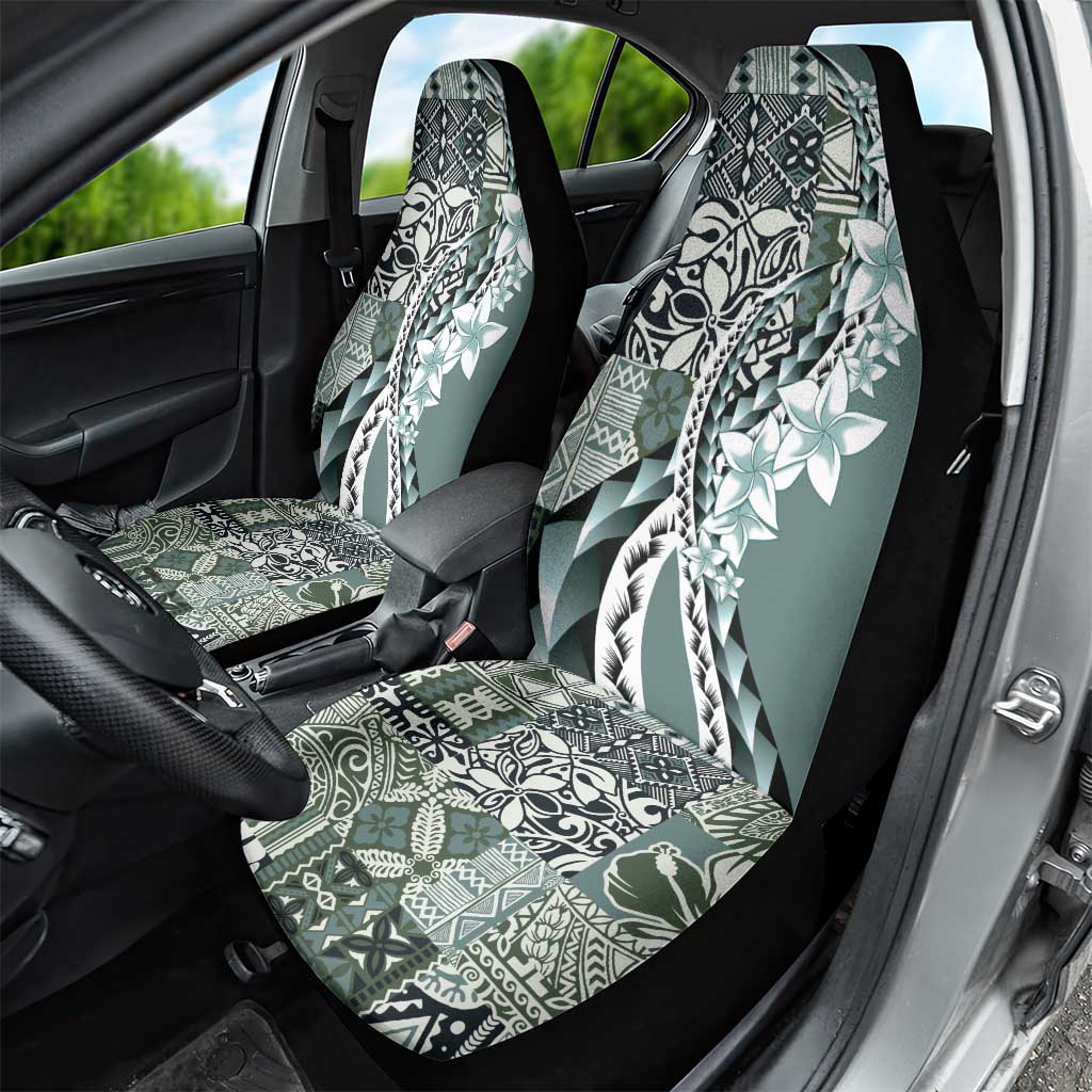 Aloha Vintage Plumeria Hawaiian Tapa Pattern Car Seat Cover Dark Turquoise Hawaiian Tapa Pattern - Polynesian Pride