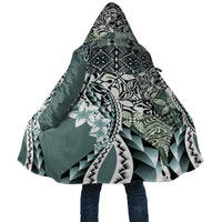 Aloha Vintage Plumeria Hawaiian Tapa Pattern Cloak Dark Turquoise Hawaiian Tapa Pattern - Polynesian Pride