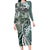 Aloha Vintage Plumeria Hawaiian Tapa Pattern Family Matching Long Sleeve Bodycon Dress and Hawaiian Shirt Dark Turquoise Hawaiian Tapa Pattern - Polynesian Pride