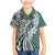 Aloha Vintage Plumeria Hawaiian Tapa Pattern Family Matching Mermaid Dress and Hawaiian Shirt Dark Turquoise Hawaiian Tapa Pattern - Polynesian Pride