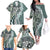Aloha Vintage Plumeria Hawaiian Tapa Pattern Family Matching Off The Shoulder Long Sleeve Dress and Hawaiian Shirt Dark Turquoise Hawaiian Tapa Pattern - Polynesian Pride